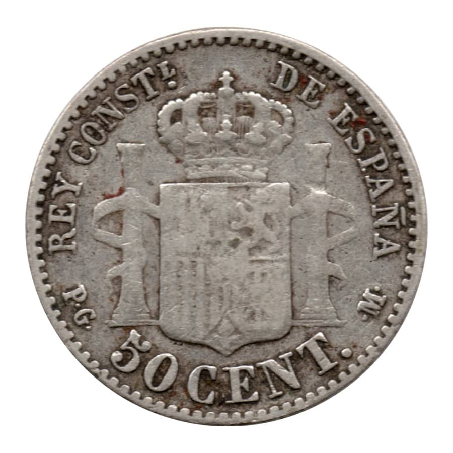 España 1892 [MND] 50 céntimos Plata. Alfonso XIII (BC) (copia)