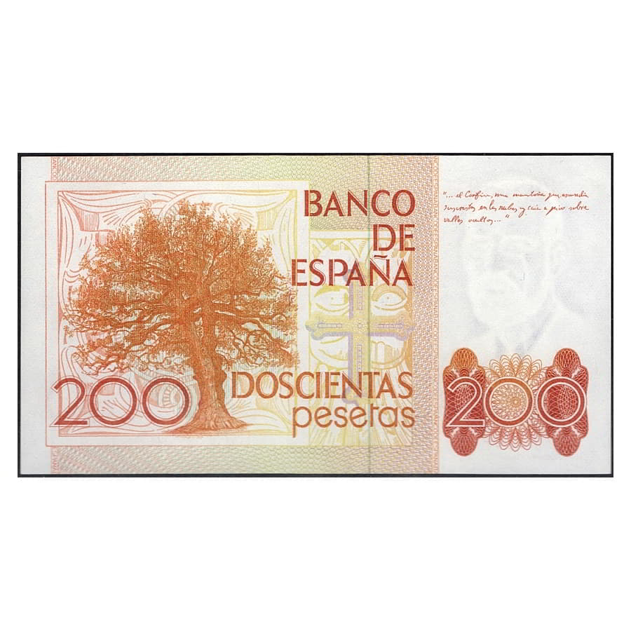 España 1980 [BLL] 200 pesetas. Juan Carlos I. Leopoldo Alas Clarín (SC)