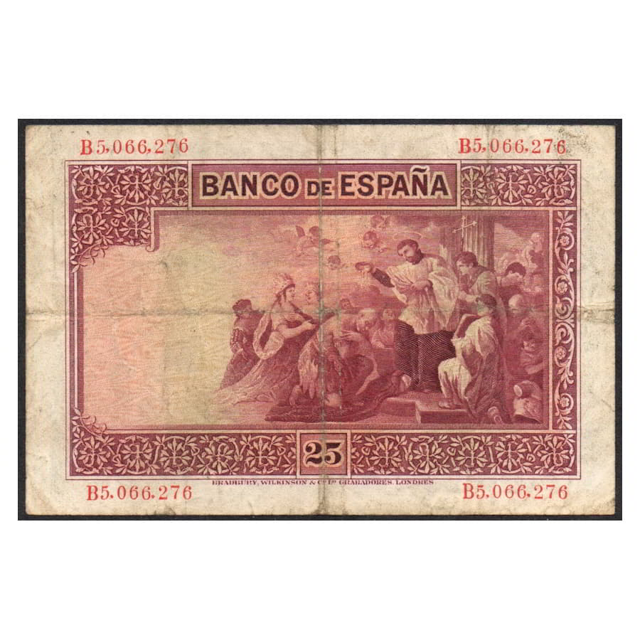 España 1926 [BLL] 25 pesetas. Alfonso XIII. San Francisco Javier (MBC--)