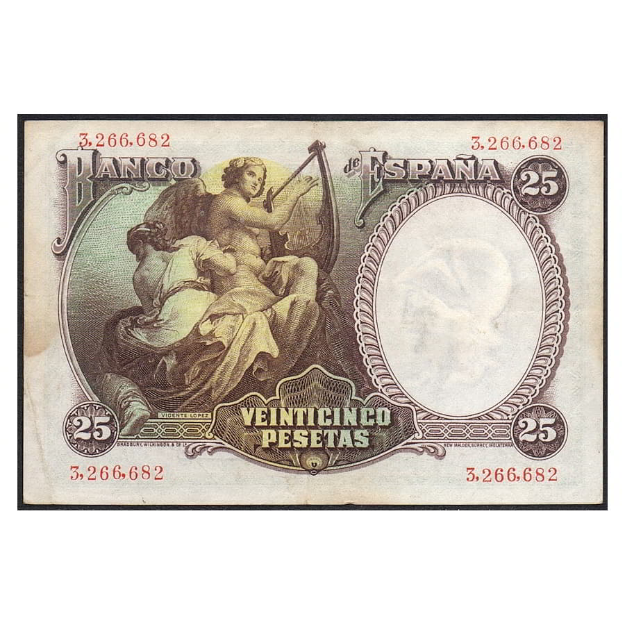 España 1931 [BLL] 25 pesetas. II República. Vicente López (BC)