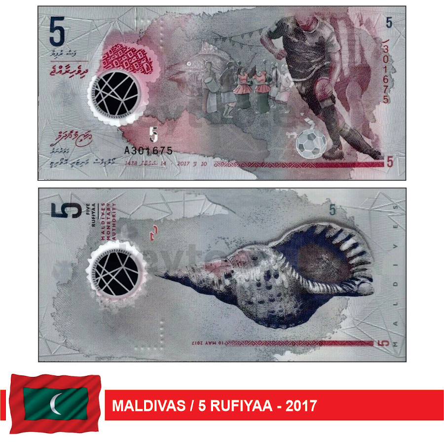 Maldivas 2017. 5 Rufiyaa (UNC) P#26.Aa