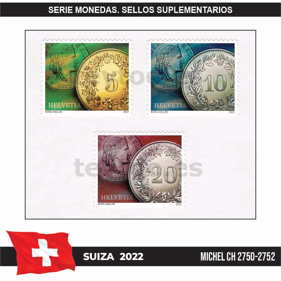 Suiza 2022. Monedas (MNH) MI#2750-2752