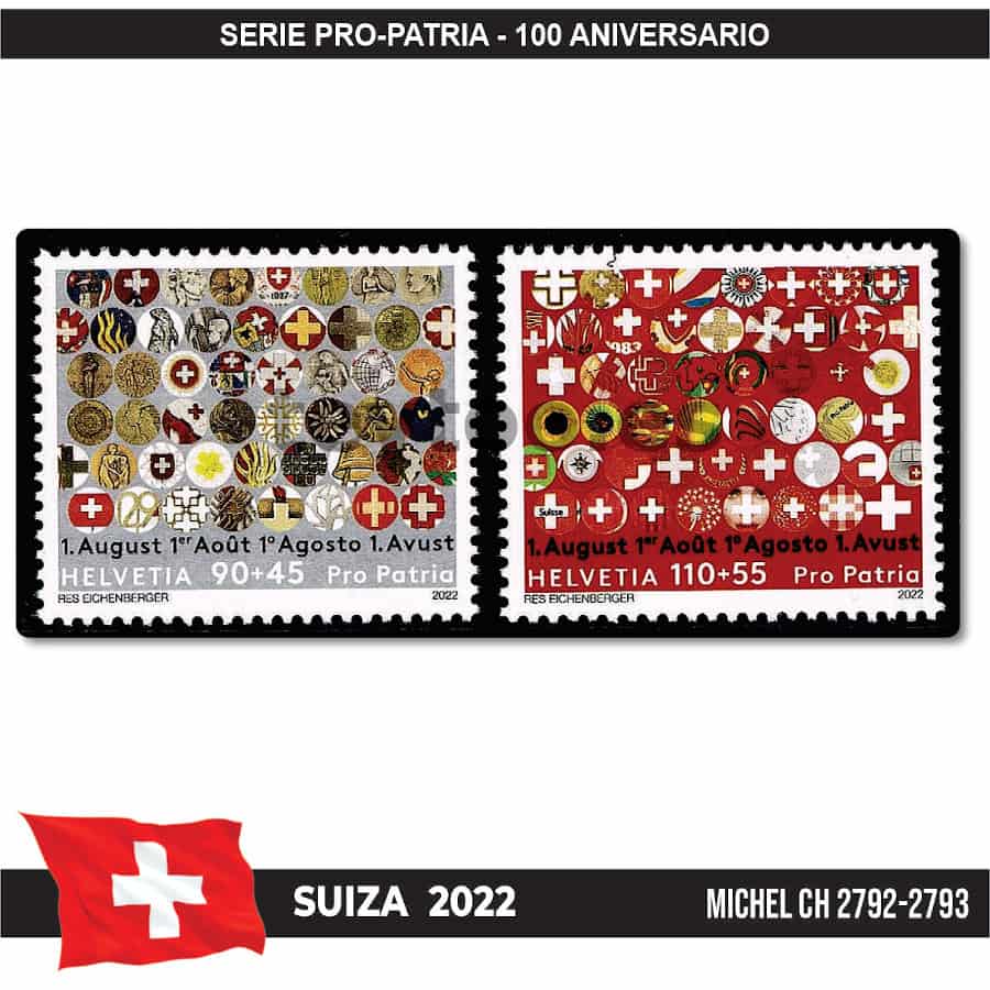 Suiza 2022. Pro Patria. 100 Aniversario (MNH) MI#2792-2793