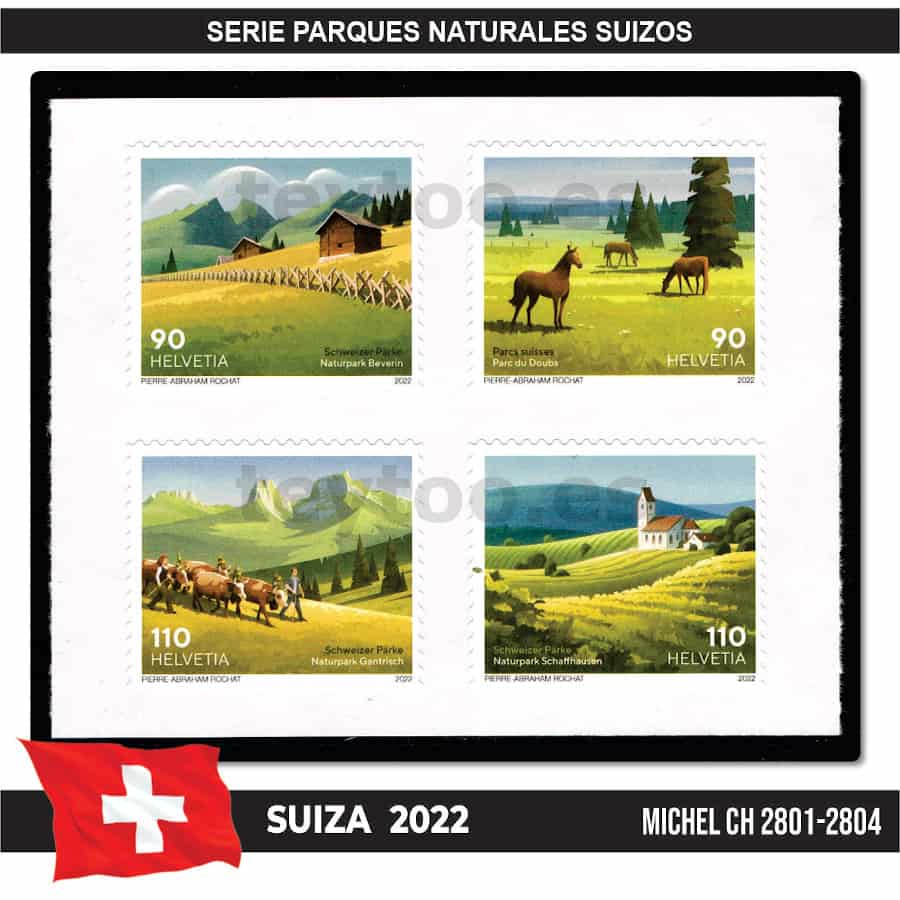 Suiza 2022. Parques naturales suizos (MNH) MI#2801-2804