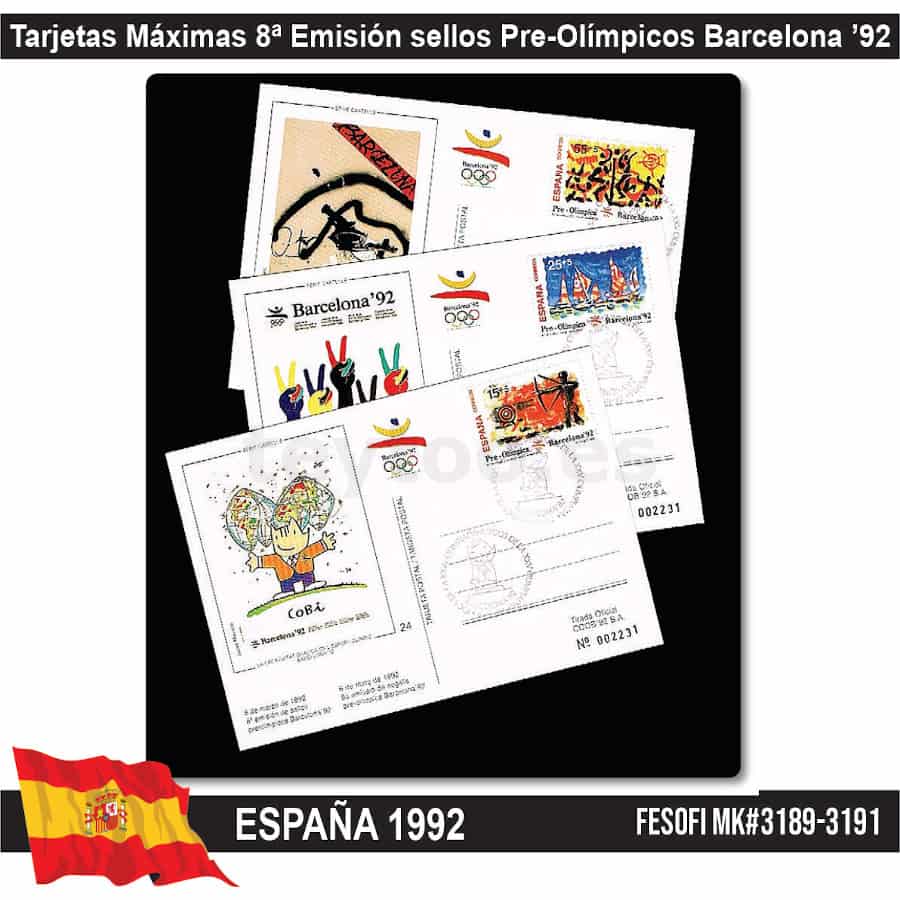 España 1991. MK 7ª Emisión preolímpicos Barcelona '92 (N) FE#3165-3167 (copia)