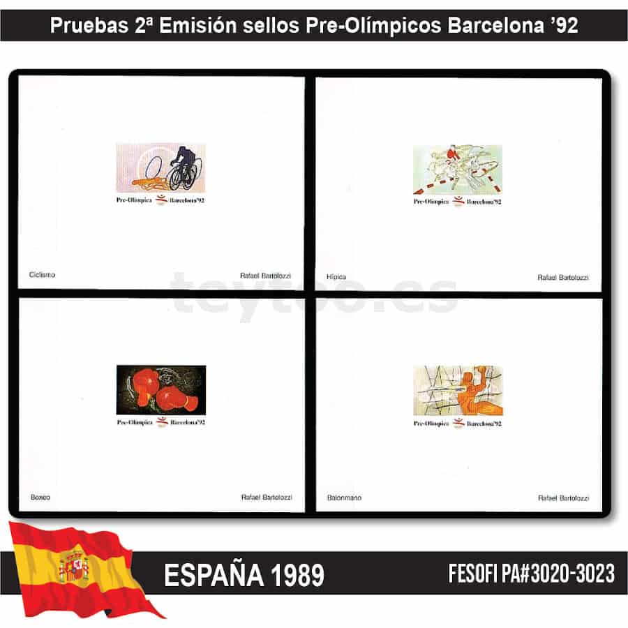 España 1989. PA 2ª Emisión sellos PreOlímpicos Barcelona '92 (N) FE#3020-3023