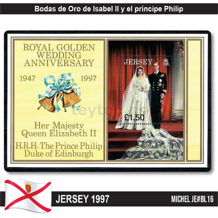 Jersey 1997. HB Bodas de oro de Isabel II y Philip (MNH) MI#BL16