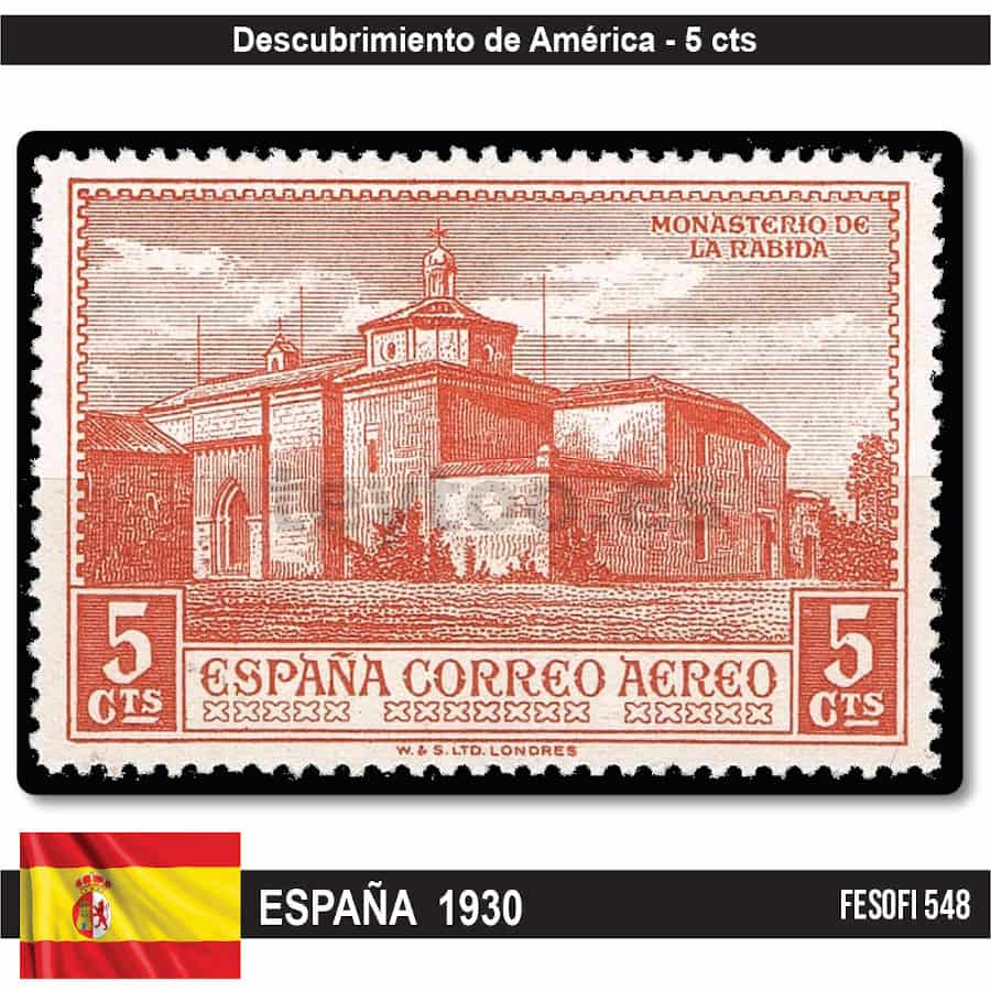 España 1930. Descubrimiento de América, 5 cts (MH) FE#547 (copia)