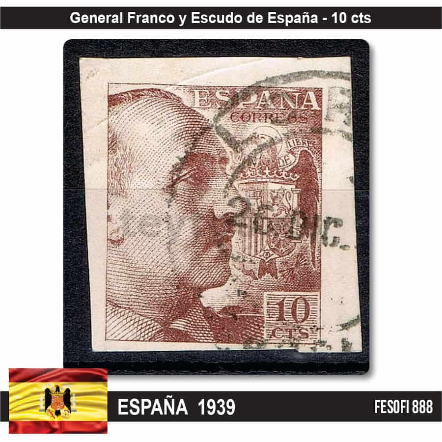 España 1939. General Franco. Pro Tuberculosos, 10 cts (U) FE#888