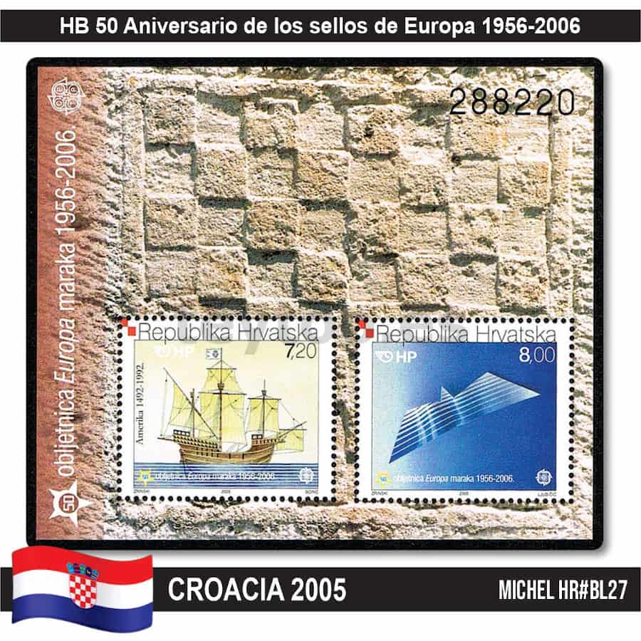 Croacia 2005. HB 50 años de sellos de Europa (MNH) MI#BL27