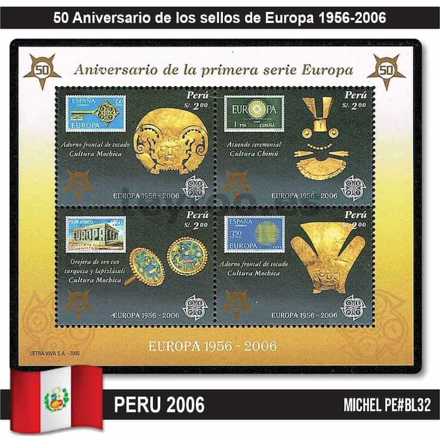 Perú 2005. HB 50 años de sellos de Europa (MNH) MI#BL32