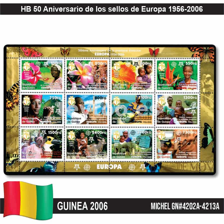 Guinea 2006. HB 50 Aniversario de los sellos de Europa (MNH) MI#4202A-4213A