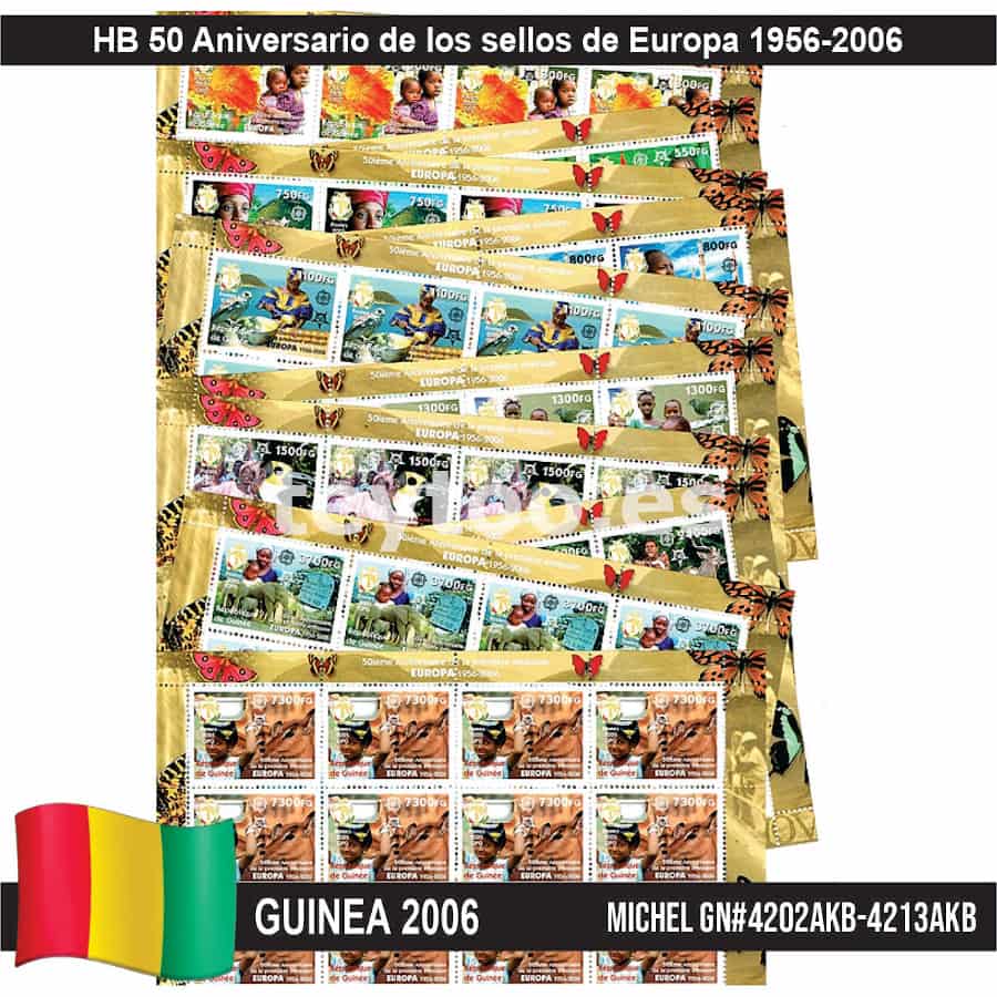 Guinea 2006. HB 50 Aniversario de los sellos de Europa (MNH) MI#4202A-4213A (copia)