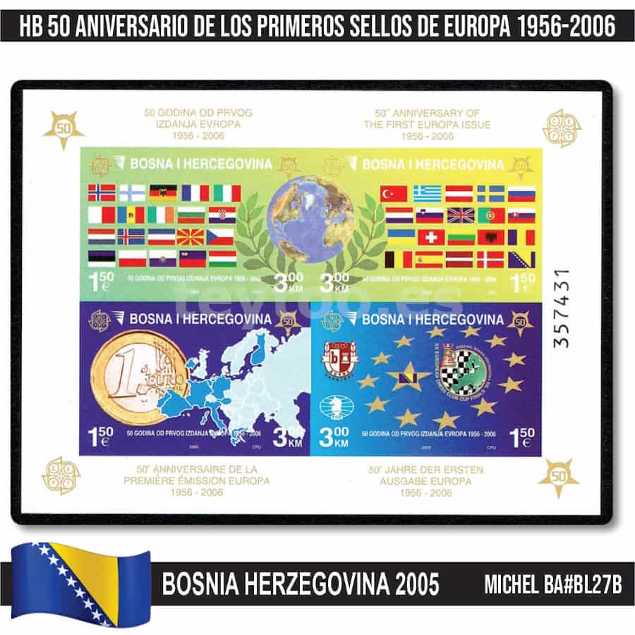 Bosnia Herzegovina 2005. HB 50 Aniversario sellos de Europa (MNH) MI#BL27A (copia)