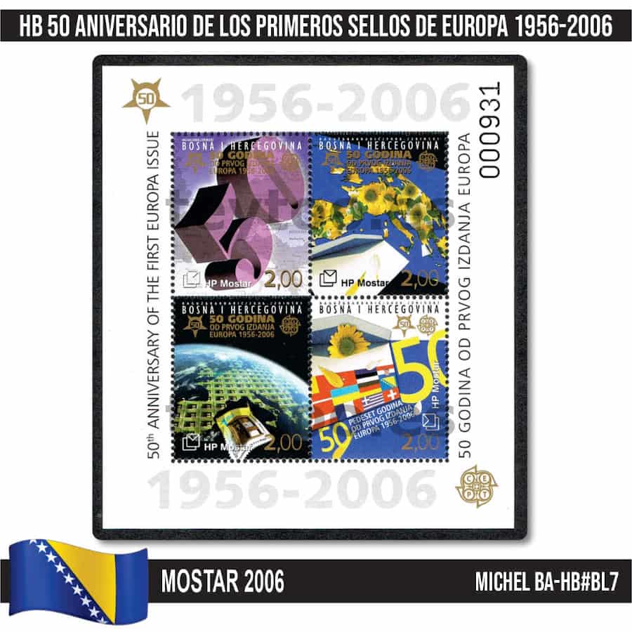 Mostar 2006. HB 50 Aniversario sellos de Europa (MNH) MI#BL7