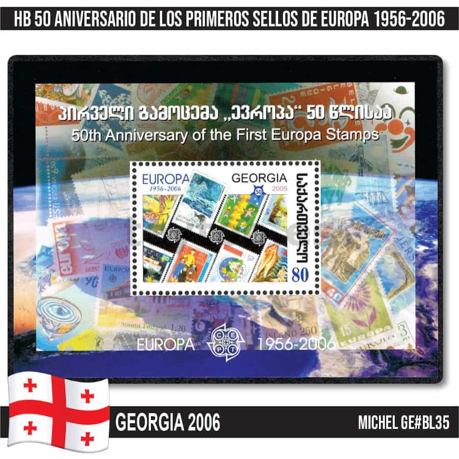 Georgia 2006. HB 50 Aniversario sellos de Europa (MNH) MI#BL35