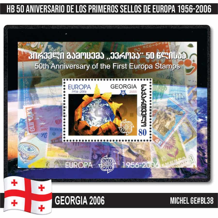 Georgia 2006. HB 50 Aniversario sellos de Europa (MNH) MI#BL37 (copia)