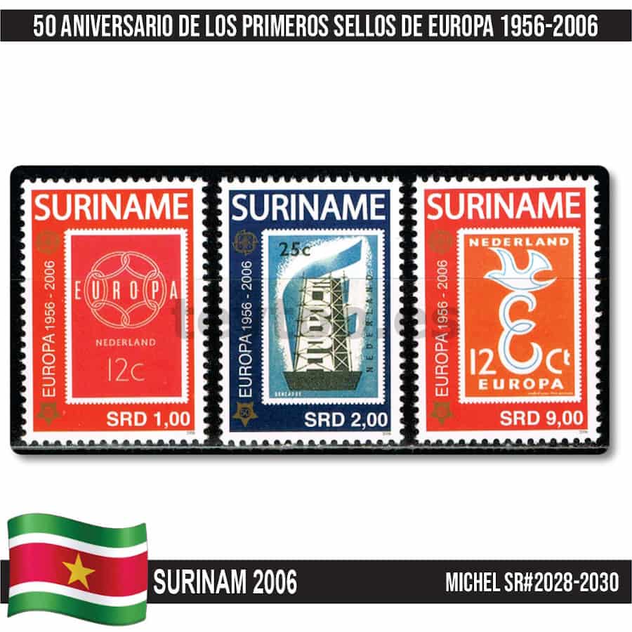 Surinam 2006. 50 Aniversario sellos de Europa (MNH) MI#2028-2030