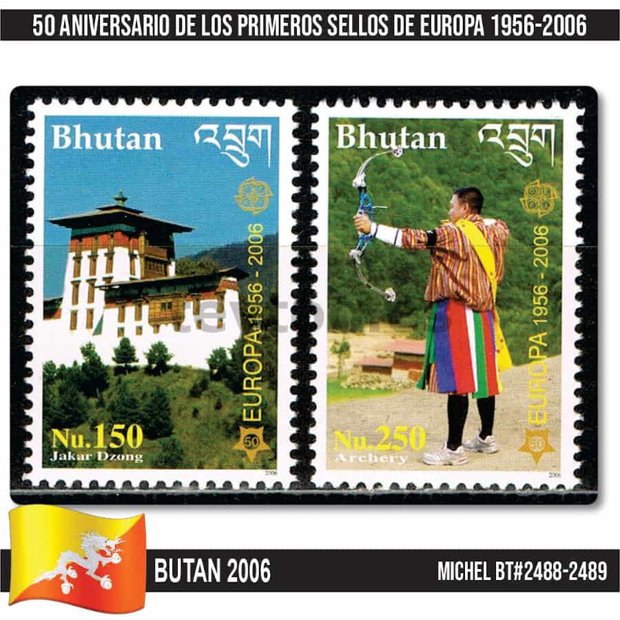 Bután 2006. 50 Aniversario sellos de Europa (MNH) MI#2488-2489