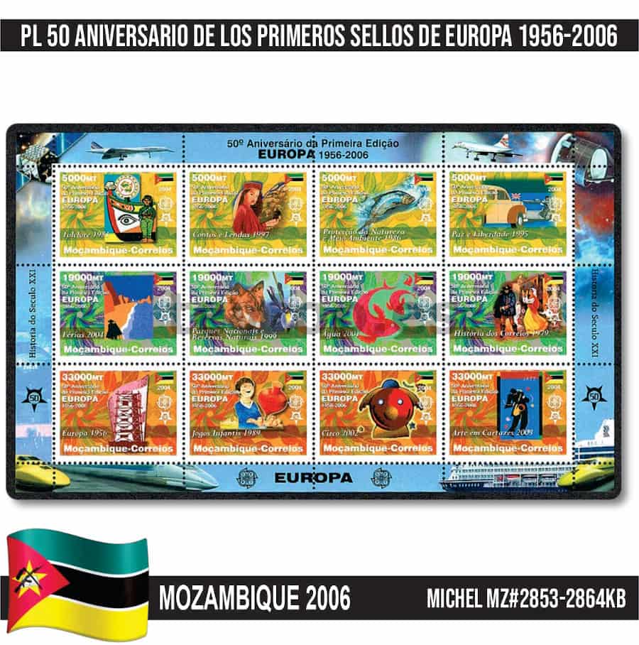 Mozambique 2006. PL 50 Aniversario sellos de Europa (MNH) MI#2853-2864KB