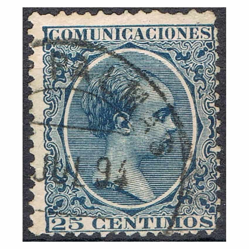 España 1889, Alfonso XIII, 25 c (U) - EDIFIL 221