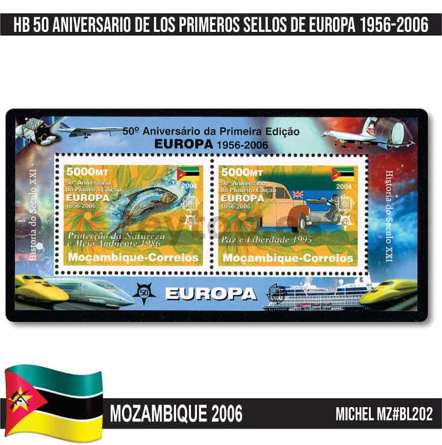 Mozambique 2006. HB 50 Aniversario sellos de Europa (MNH) MI#BL202