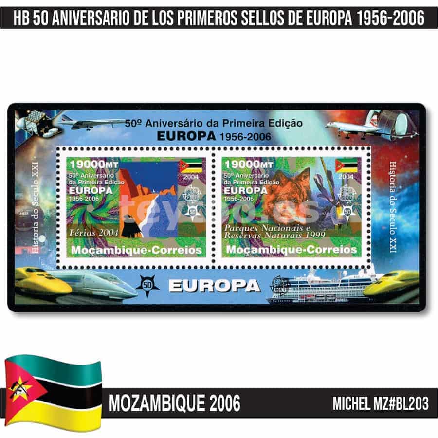 Mozambique 2006. HB 50 Aniversario sellos de Europa (MNH) MI#BL203