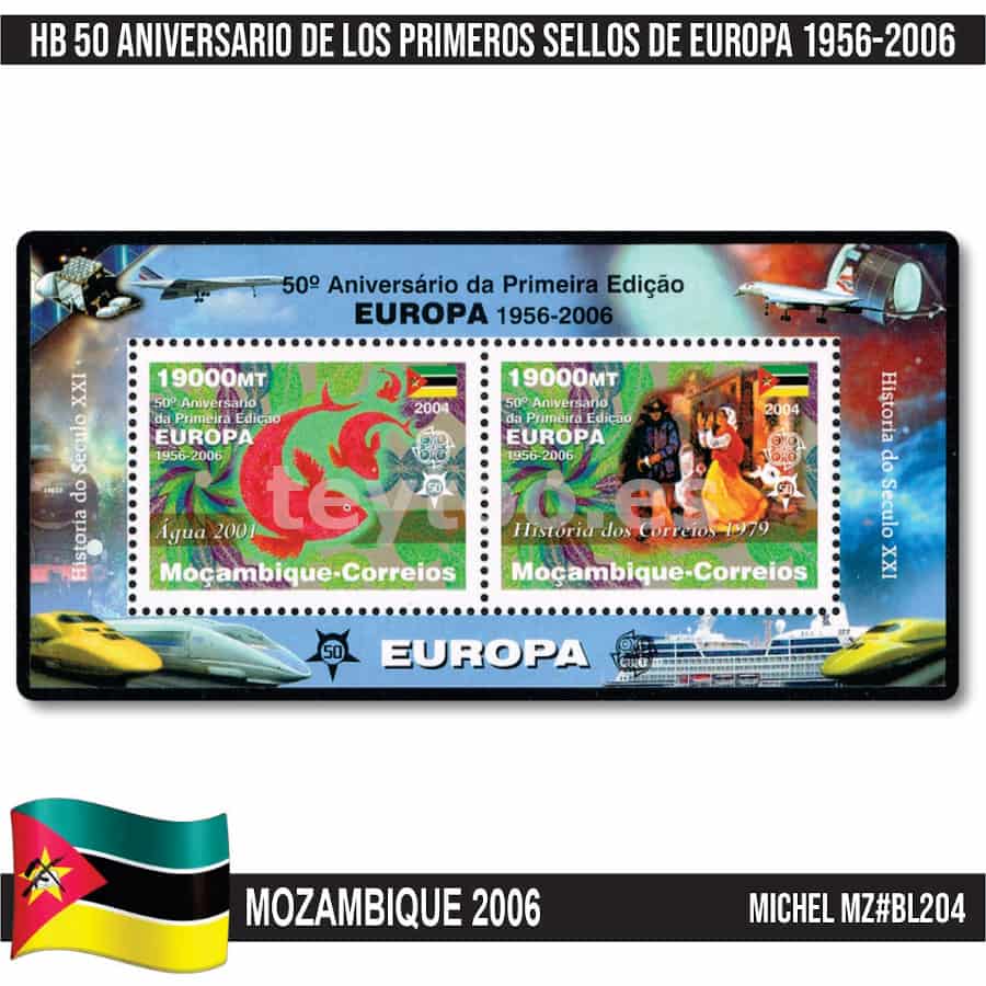 Mozambique 2006. HB 50 Aniversario sellos de Europa (MNH) MI#BL203