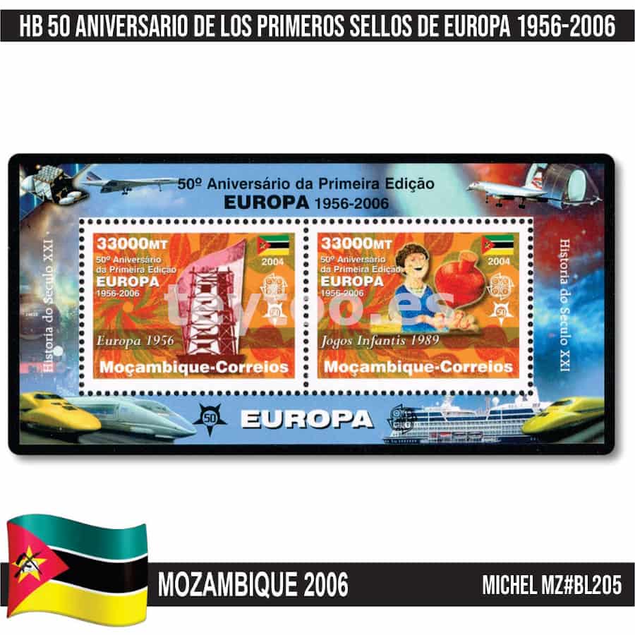 Mozambique 2006. HB 50 Aniversario sellos de Europa (MNH) MI#BL205