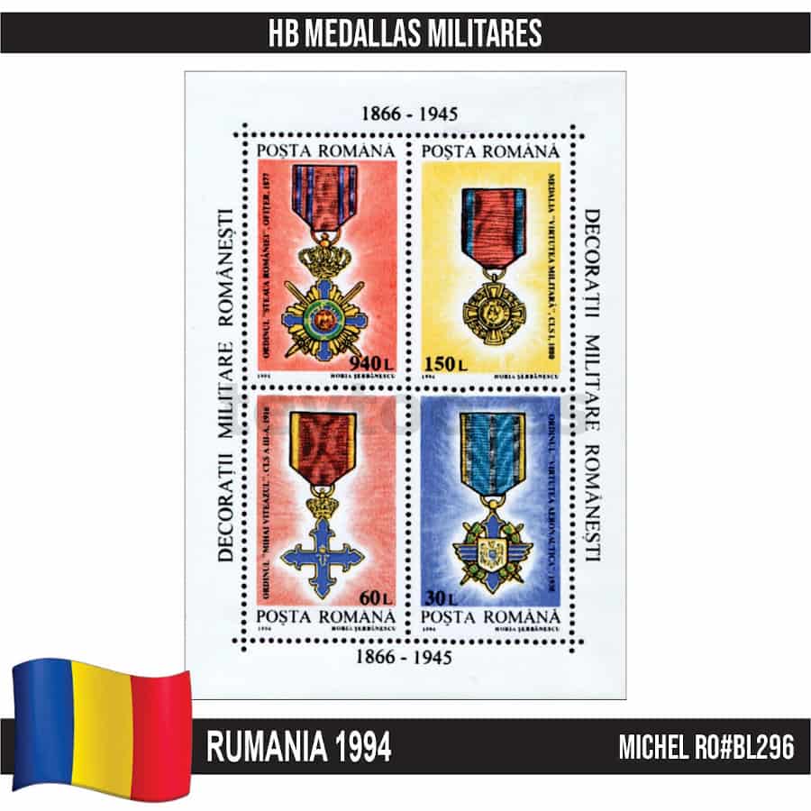 Rumanía 1994. HB Medallas Militares (MNH) MI#BL296