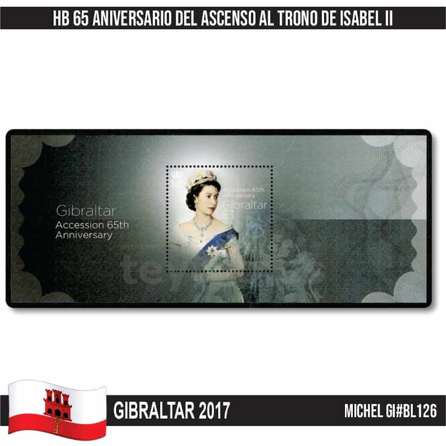 Gibraltar 2017. HB Ascenso al trono de Isabel II (MNH) MI#BL126