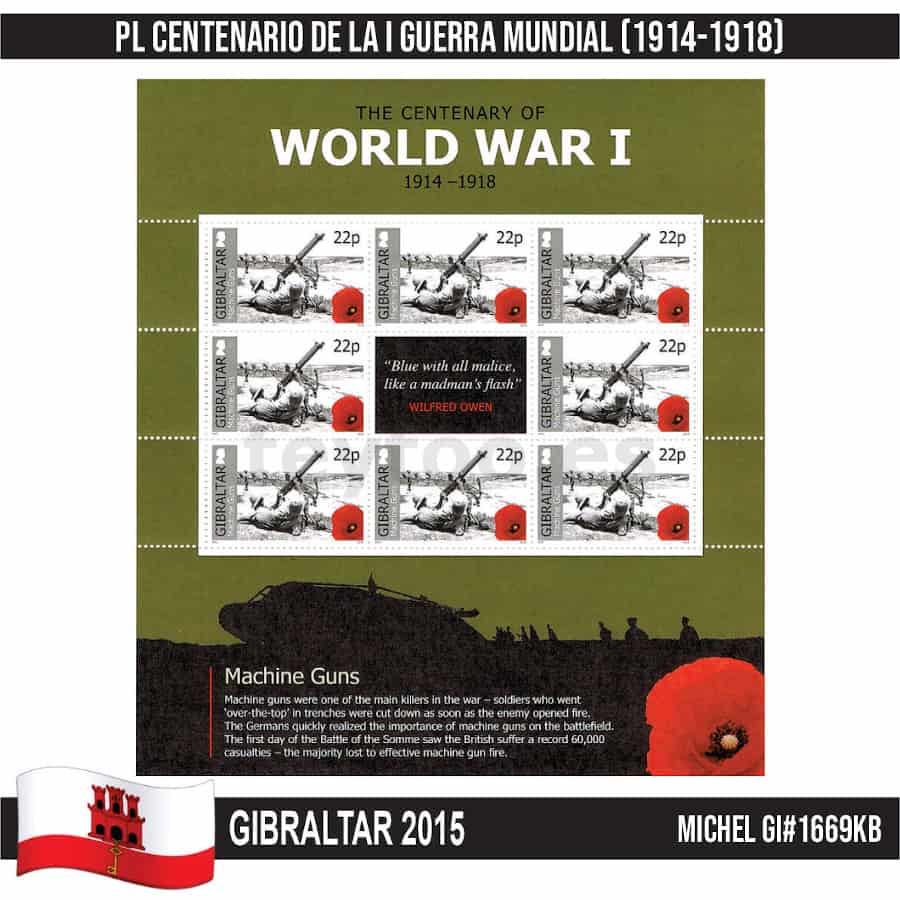 Gibraltar 2015. PL I Guerra Mundial 1914-1918 (MNH) MI#1669KB