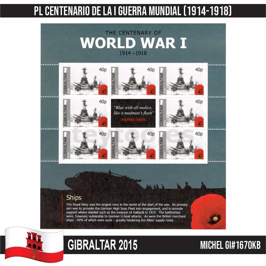 Gibraltar 2015. PL I Guerra Mundial 1914-1918 (MNH) MI#1670KB