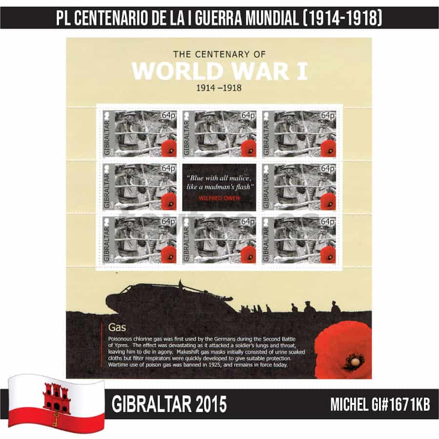 Gibraltar 2015. PL I Guerra Mundial 1914-1918 (MNH) MI#1671KB