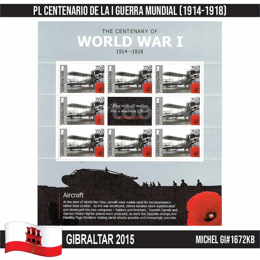 Gibraltar 2015. PL I Guerra Mundial 1914-1918 (MNH) MI#1672KB