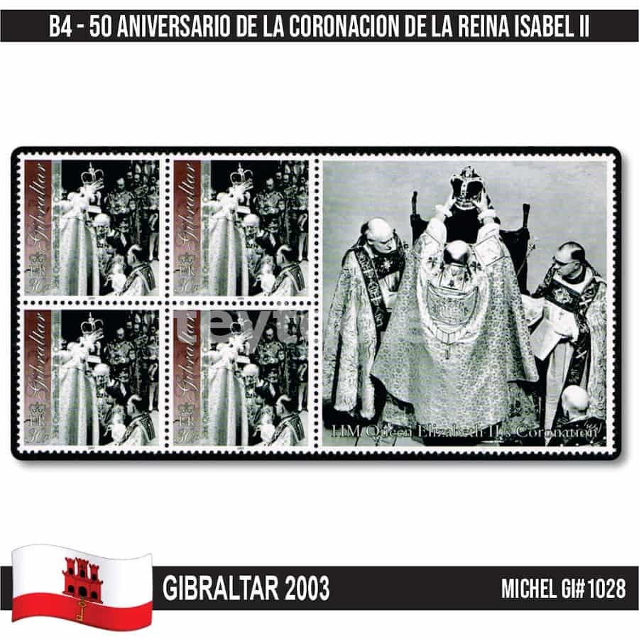 Gibraltar 2003. B4 Aniversario Coronación de Isabel II (MNH) MI#1028