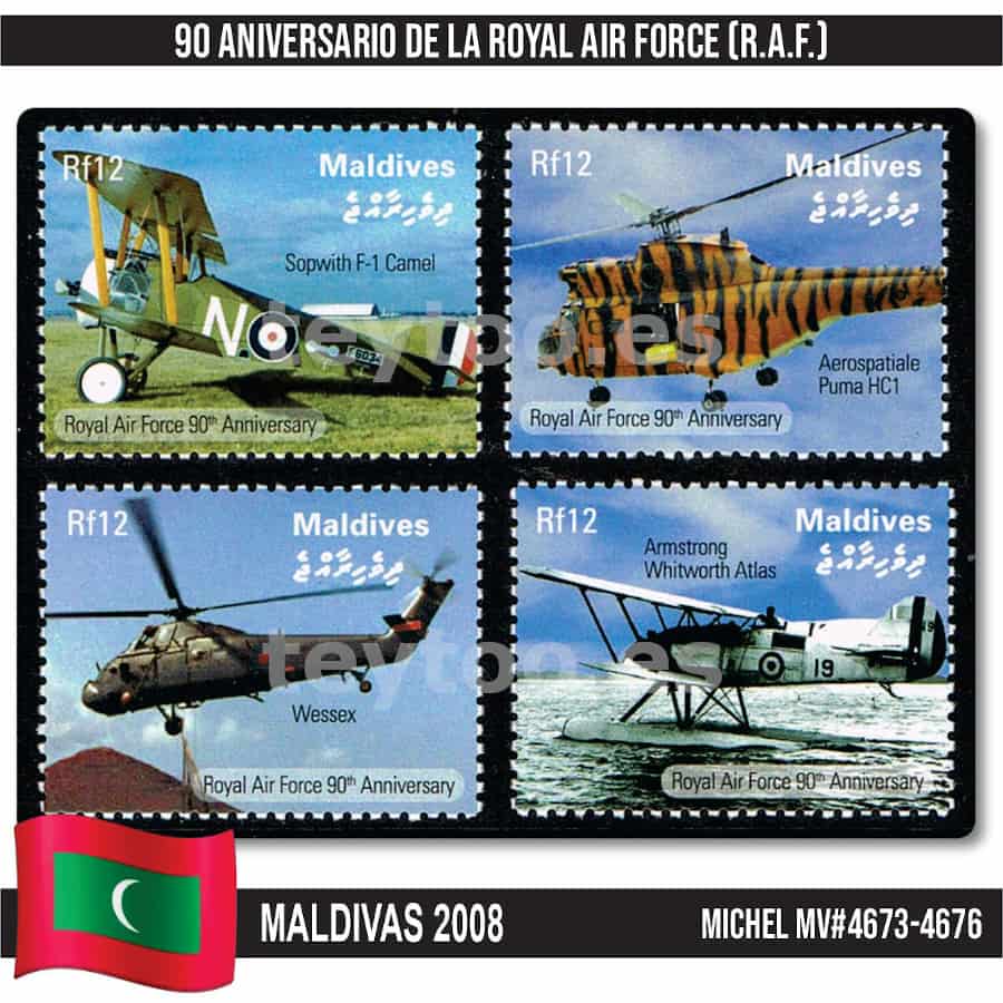 Maldivas 2008. 90 Aniversario de la R.A.F. (MNH) MI#4673-4676