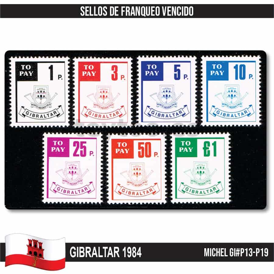 Gibraltar 1984. Expired Postage Stamps (MNH) MI#P13-P19