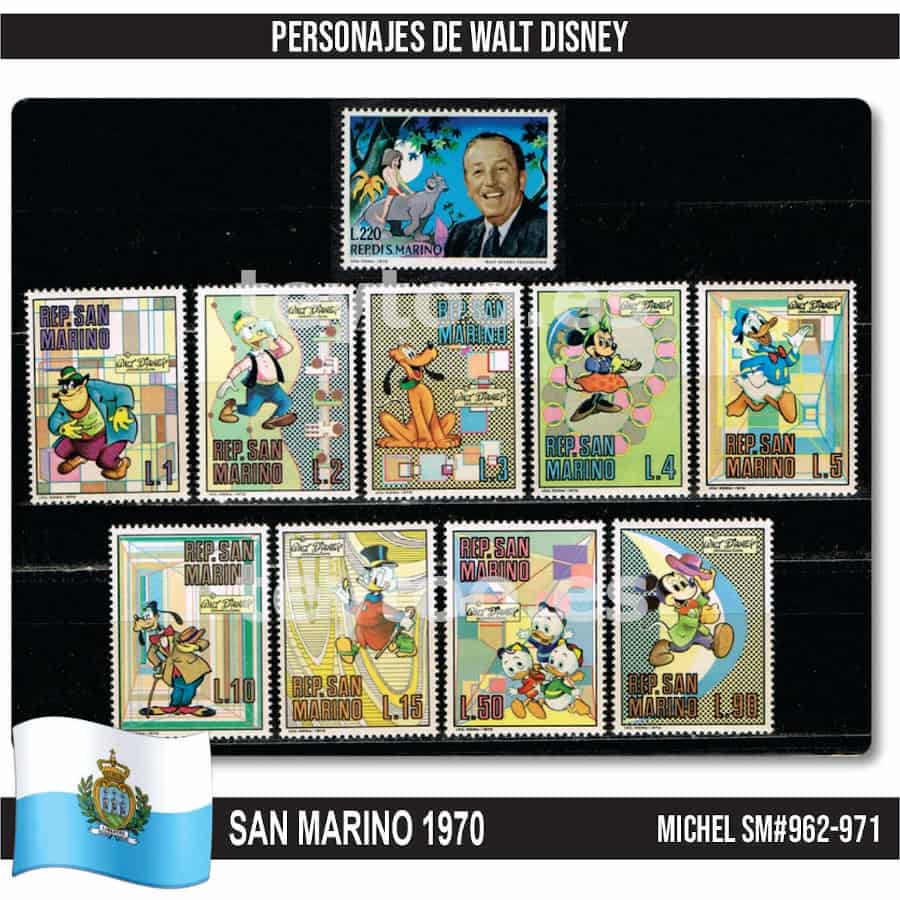 San Marino 1970. Walt Disney. Characters (MNH) MI#962-971