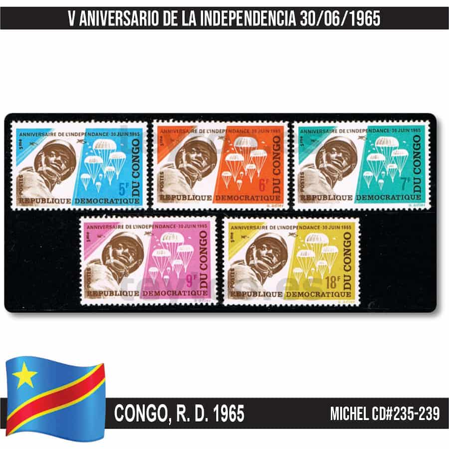 Congo D.R. 1965. V Anniversary of Independence (MNH) MI#235-239