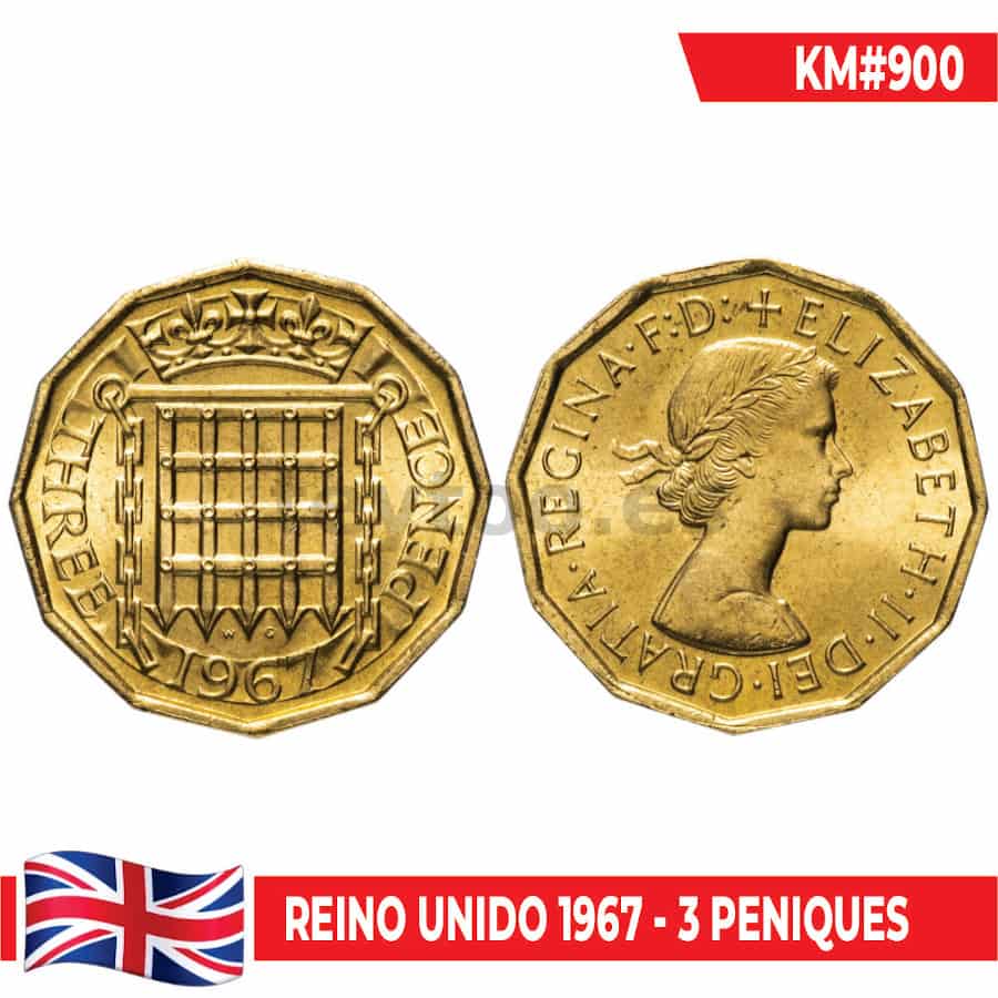 Reino Unido 1967. 3 peniques (MBC) UC#900