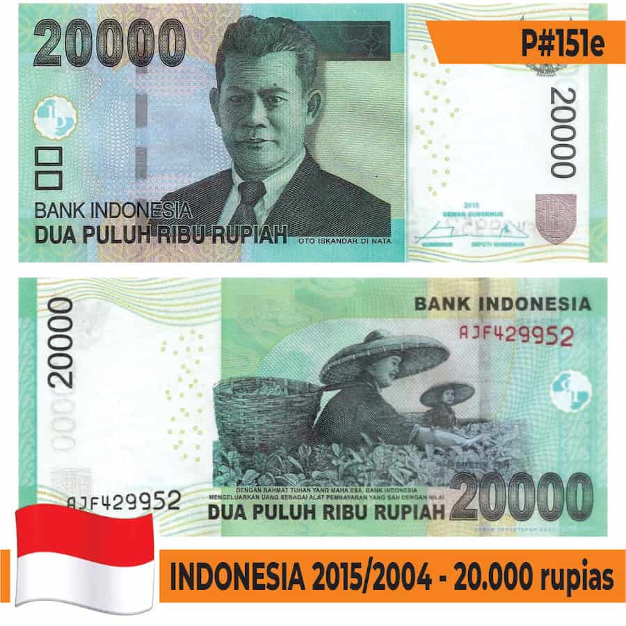 Indonesia 2015/2004. 20,000 rupees (UNC) P#151e