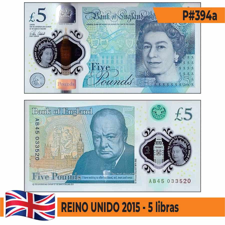 UK 2015. 5lbs (UNC) P#394a