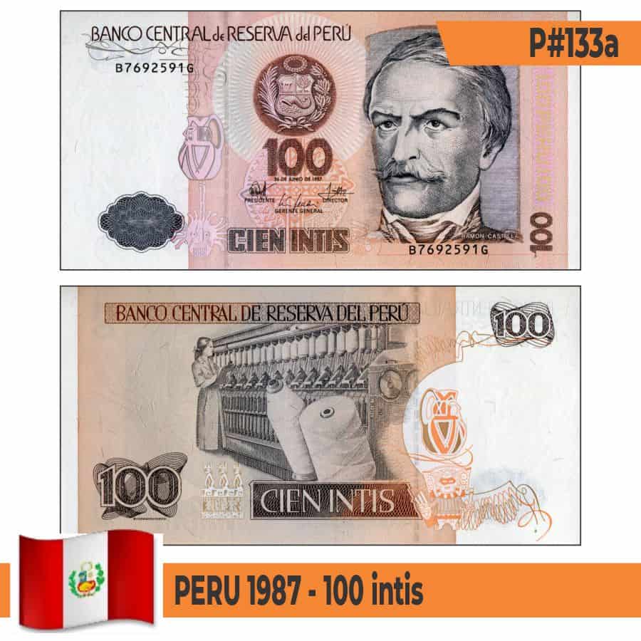 Perú 1987. 100 intis (UNC) P#133a