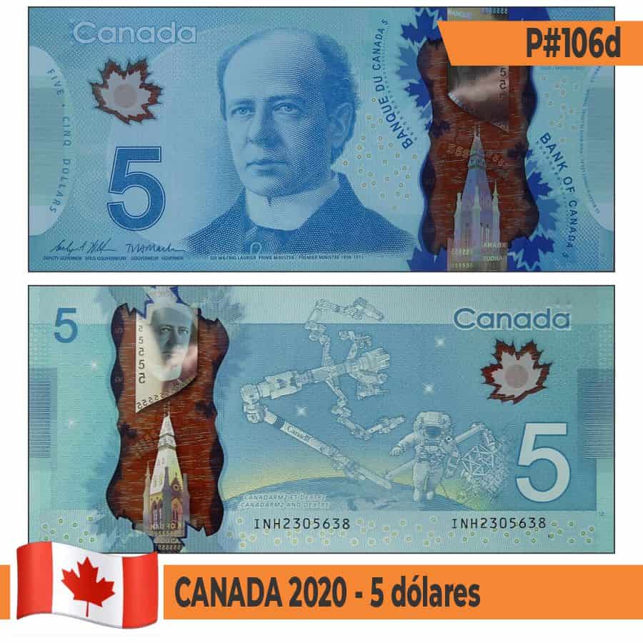 Canadá 2020. 5 dólares (UNC) P#106d