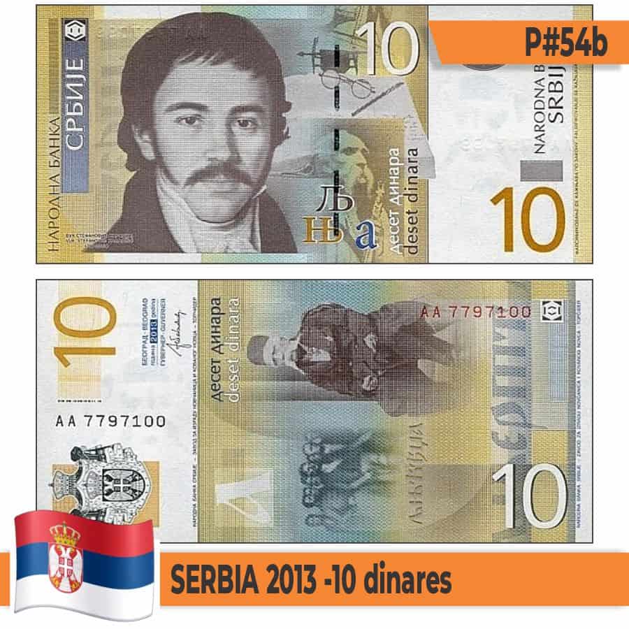 Serbia 2013. 10 dinares (UNC) P#54b