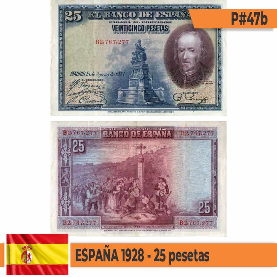 España 1928. 25 pts - Tipo A (VF) P#74a.2 (copia)