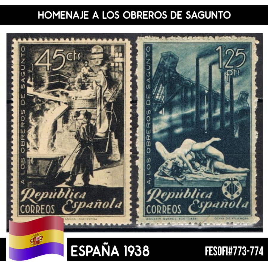 Spain 1938. Tribute to the Workers of Sagunto (MNH) FE#773-774