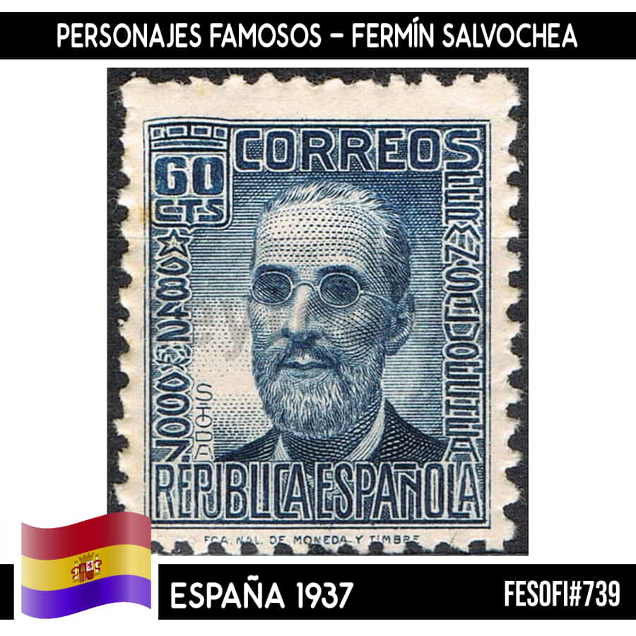 España 1937. Personajes III, 45 cts (MNH) FES#737 (copia)