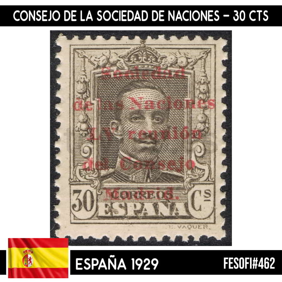 España 1929. Consejo de la Sociedad de Naciones, 25 cts (MNH) FES#461 (copia)